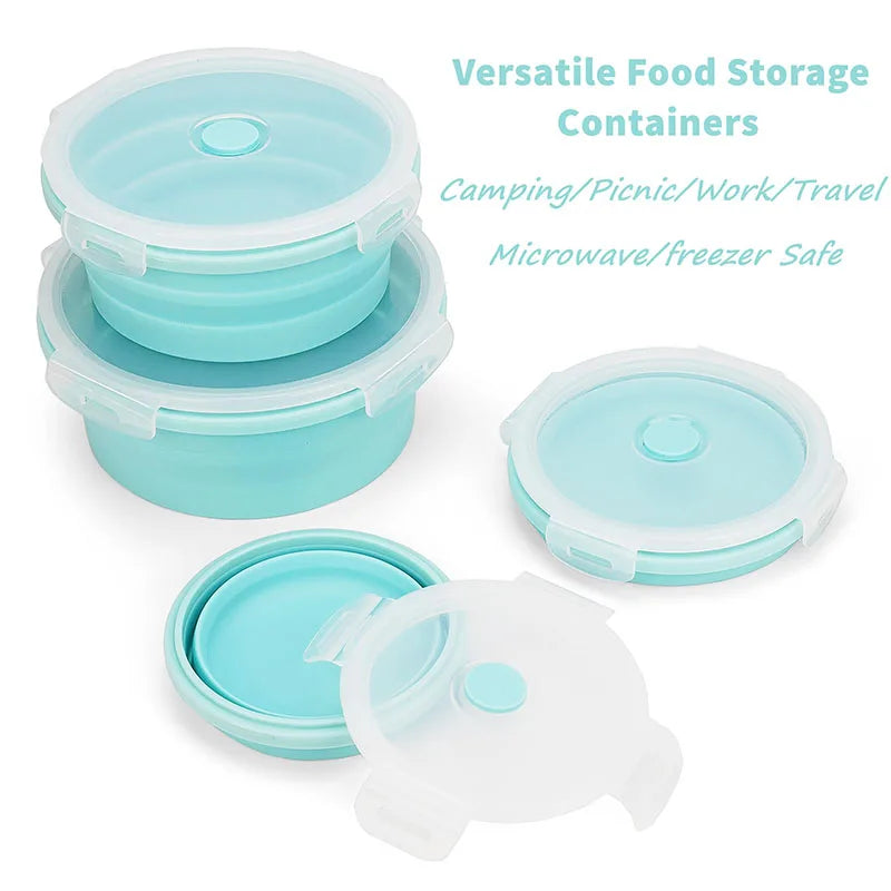 Silicone Collapsible Food Storage Containers Storage Bowls with Lids Microwave Dsers